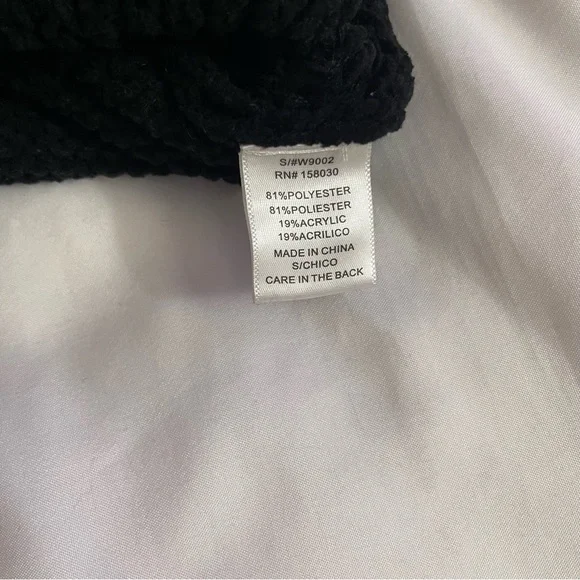 Black crew neck dropped shoulders ribbed trims knit sweater - Picture 9 of 9